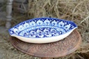 Blue Pottery Oval Shape Rice Tray