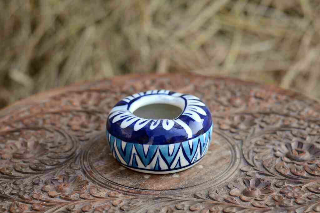 Blue Pottery Round Shaped Ashtray