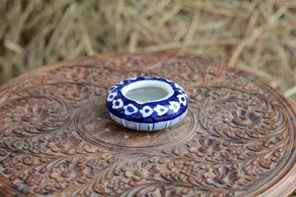 Blue Pottery Round Shaped Ashtray