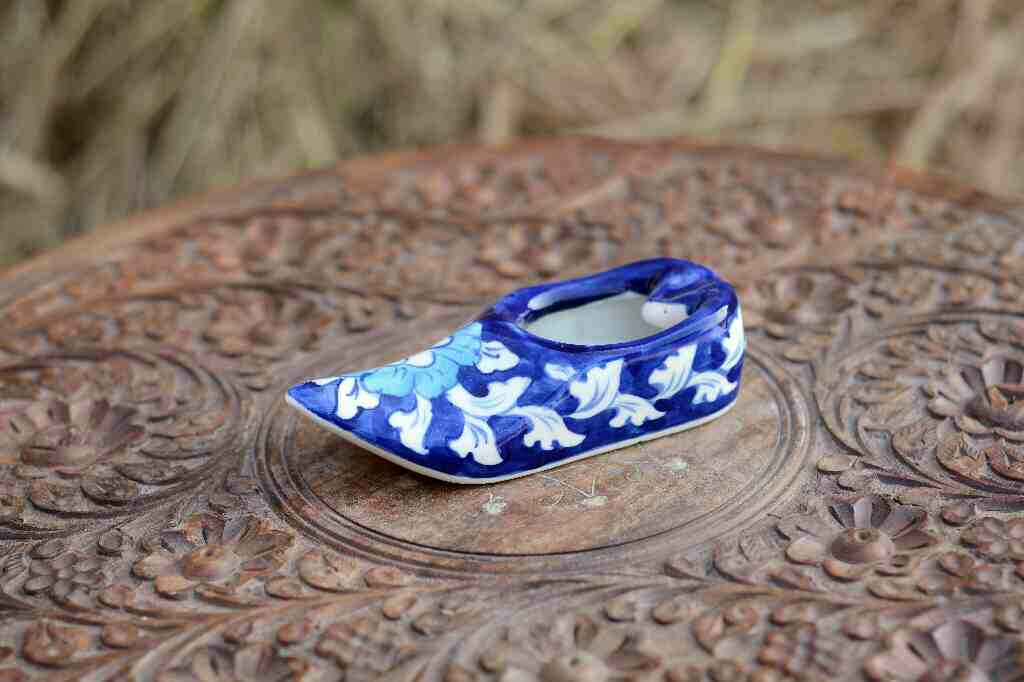 Blue Pottery Decorative Shoe