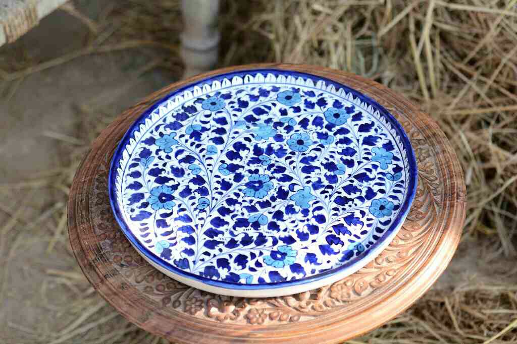 Blue Pottery Pizza Tray