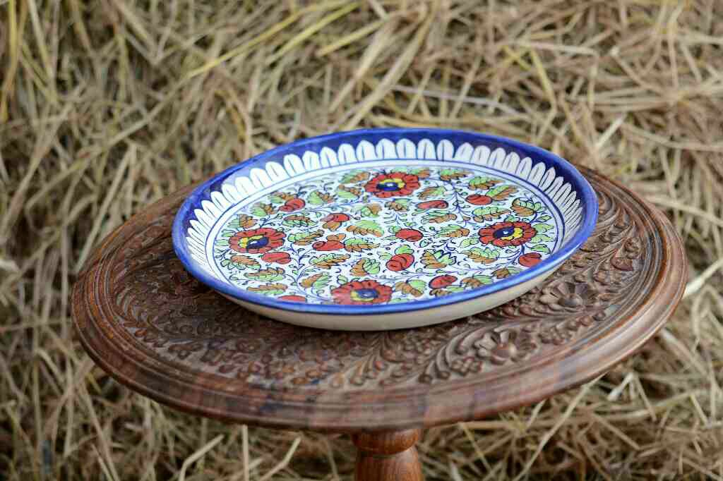 Blue Pottery Pizza Tray