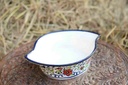 Blue Pottery Leaf Design Serving Bowl