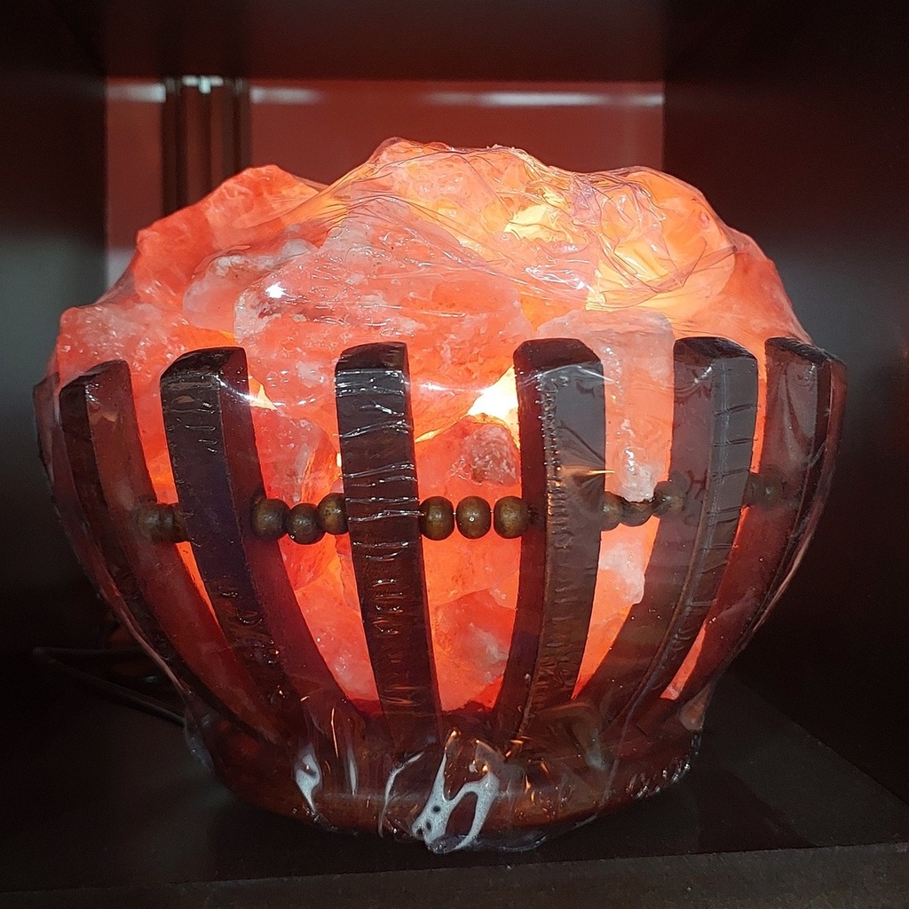 Himalayan Rose Wooden Basket Salt Lamp