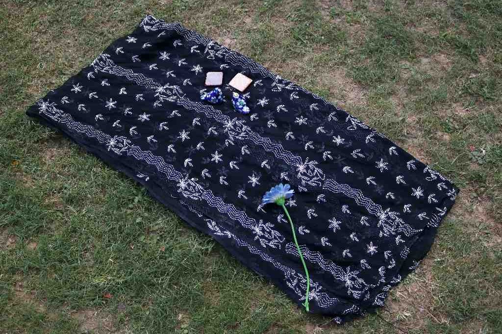 Crinkle crepe Fabric Embroided Dupatta