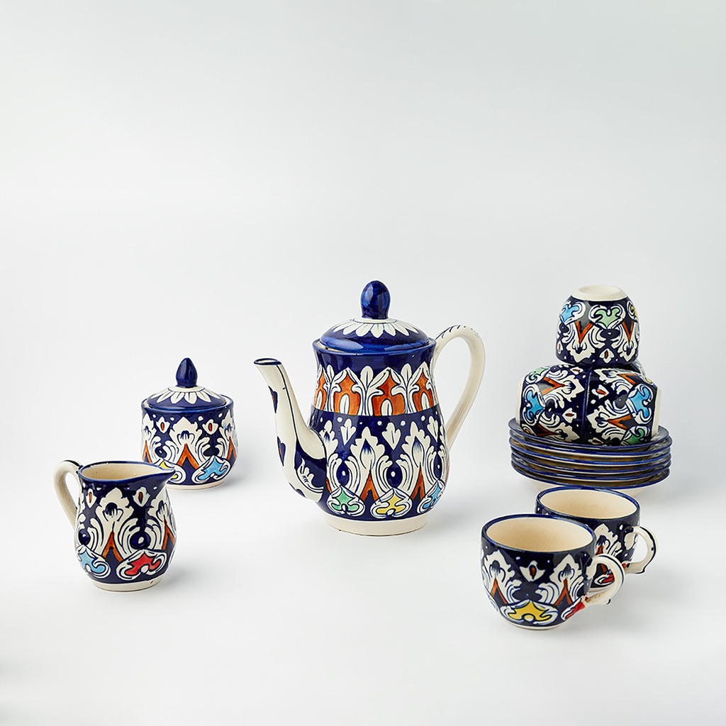 Blue Pottery Tea Set