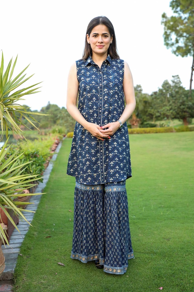 Blue Ajrakh - LAWN Suit