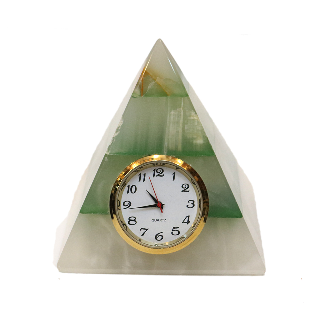 Real marble onyx pyramid style clock