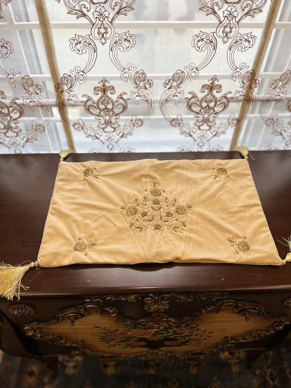 C-13 Beige Velvet Formal Cushion Covers with Dabka Work