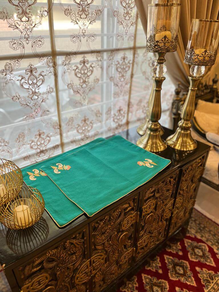 TM-10 Turquoise Jute Tray Mats