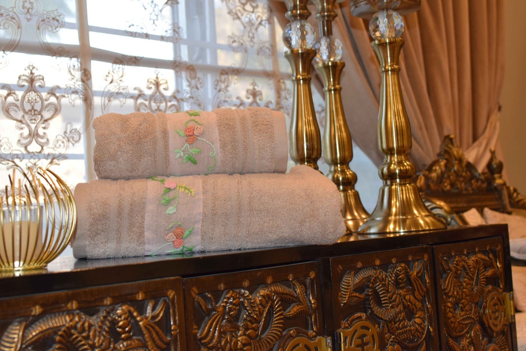 T-8 Beige Towels Set of 2