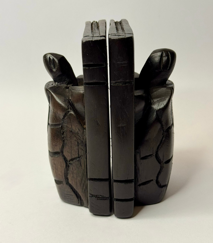 Handcarved Wooden Turtle Bookends