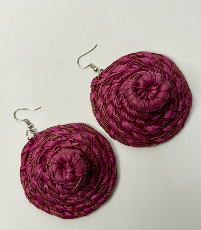 African Maroon Hat Shaped Earrings