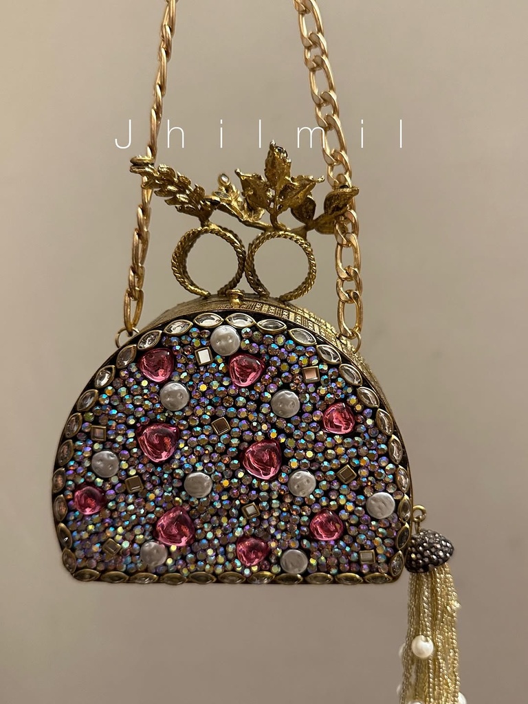 Festive handmade Clutch - Dome Baby Pink