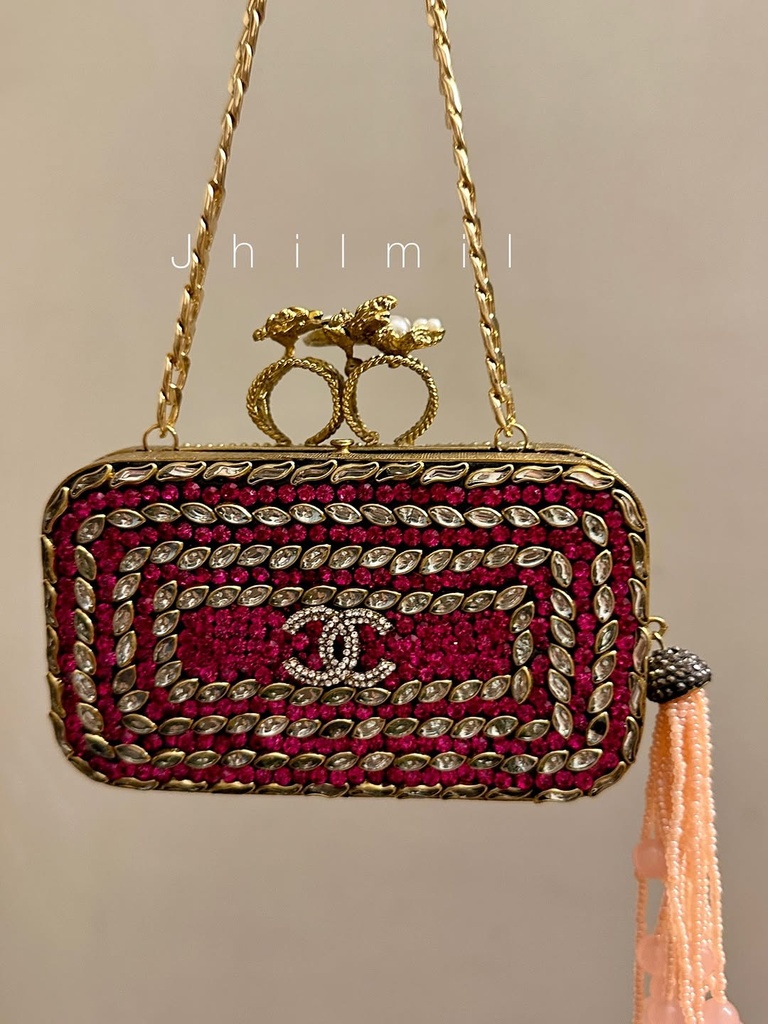 Festive handmade Clutch - Chanel Pink