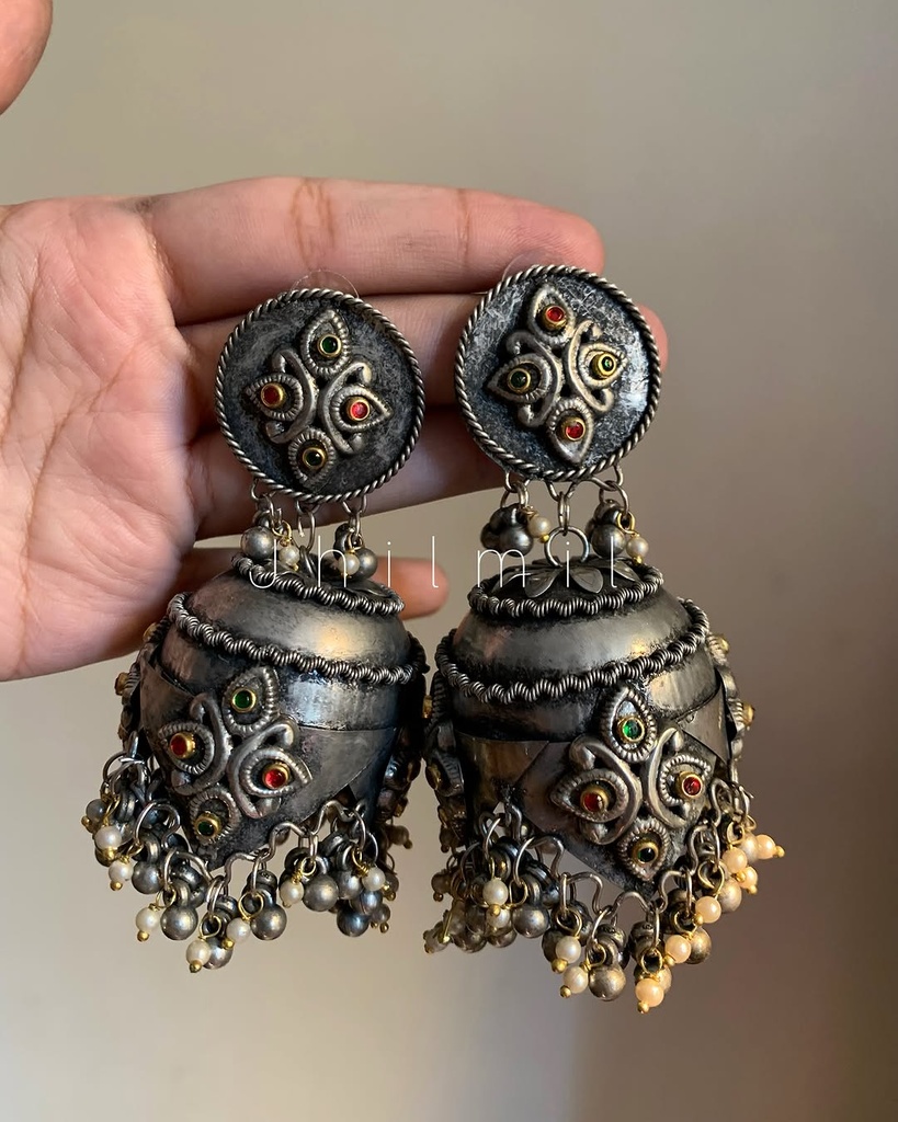 Oxidized Jhumka Design 12