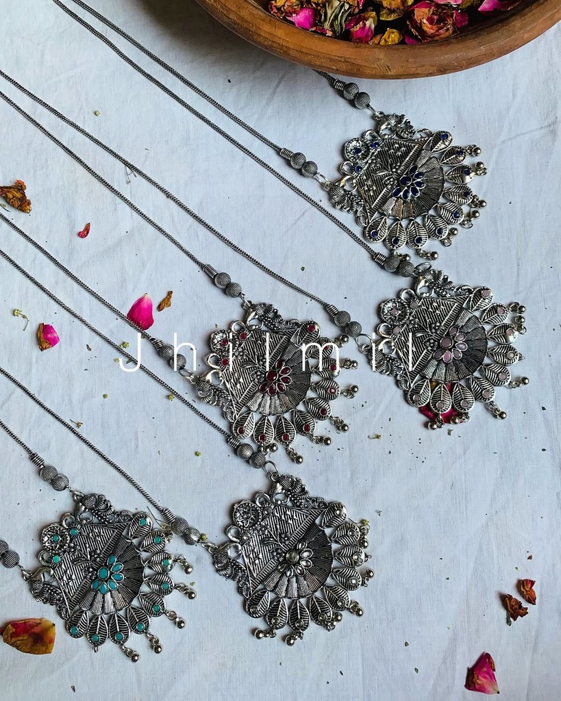 Floral Stone Studded Pendant Mala