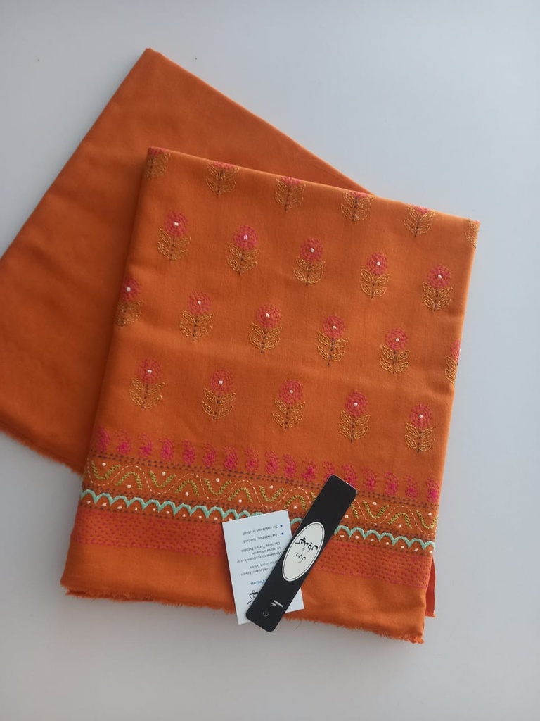 Sizzling Burnished Orange Ensemble Winter Hand-Embroidered – Unstiched – 2 Piece