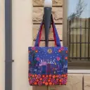 Magical Midnight Cityscape Embroidered Tote Bag, Glowing Windows, Blooming Flowers – Pakistan | Limited Edition & Spacious