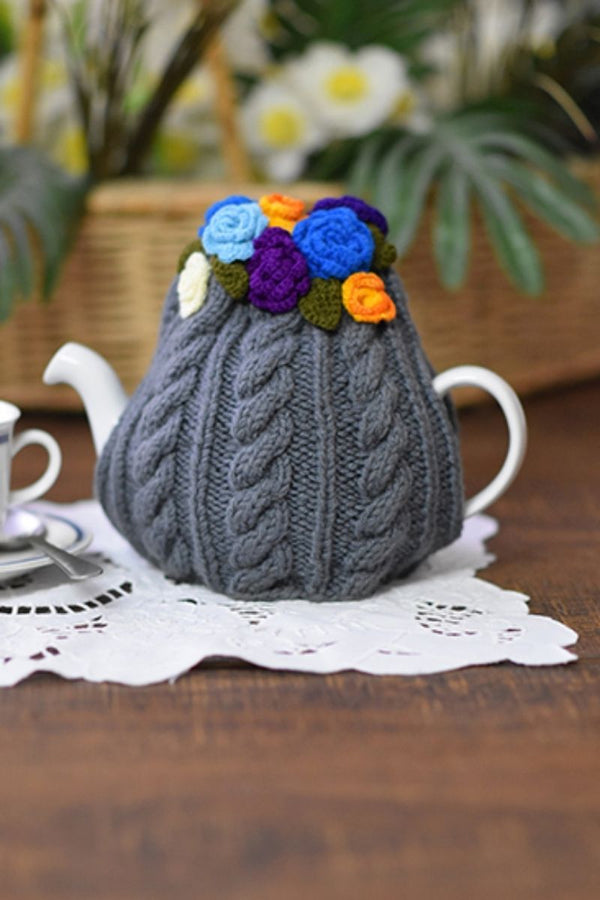 Flower Tea Cozy - Grey