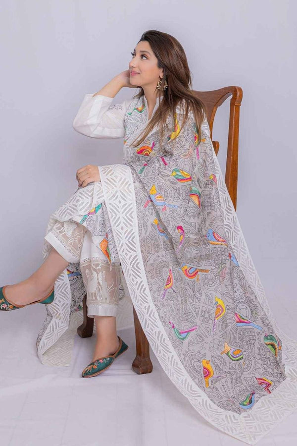 Birds Embroidered Dupatta