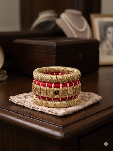 Bangle in red and golden combination