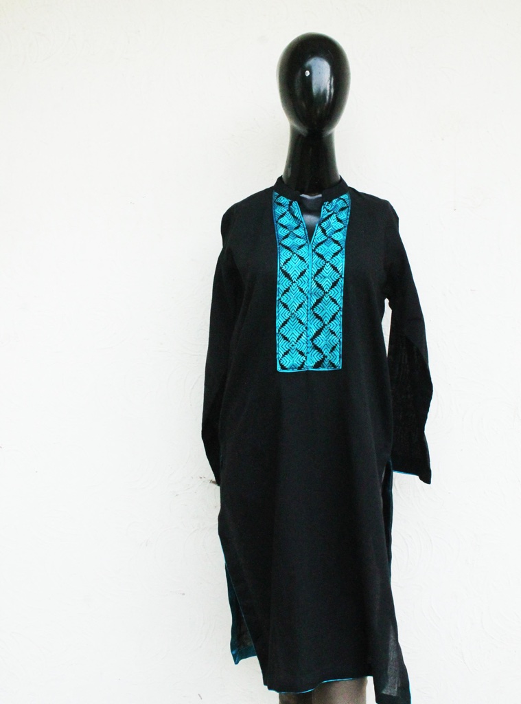 Kurta with hand embroidery.