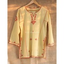 Yellow hand embroidered Kurta