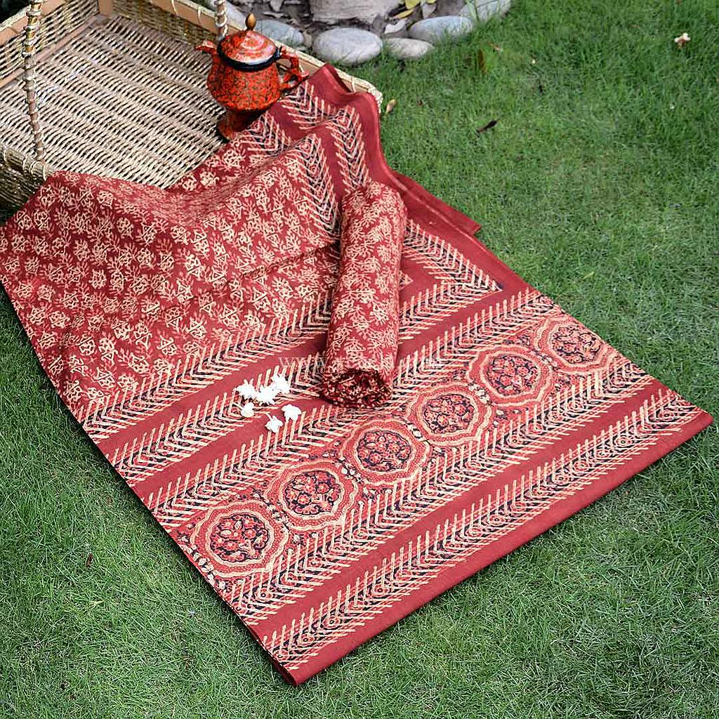 Gold work Ajrak - 2 piece suit   