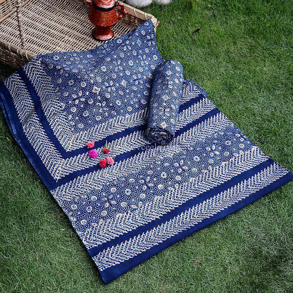 Gold work Ajrak - 2 piece suit     