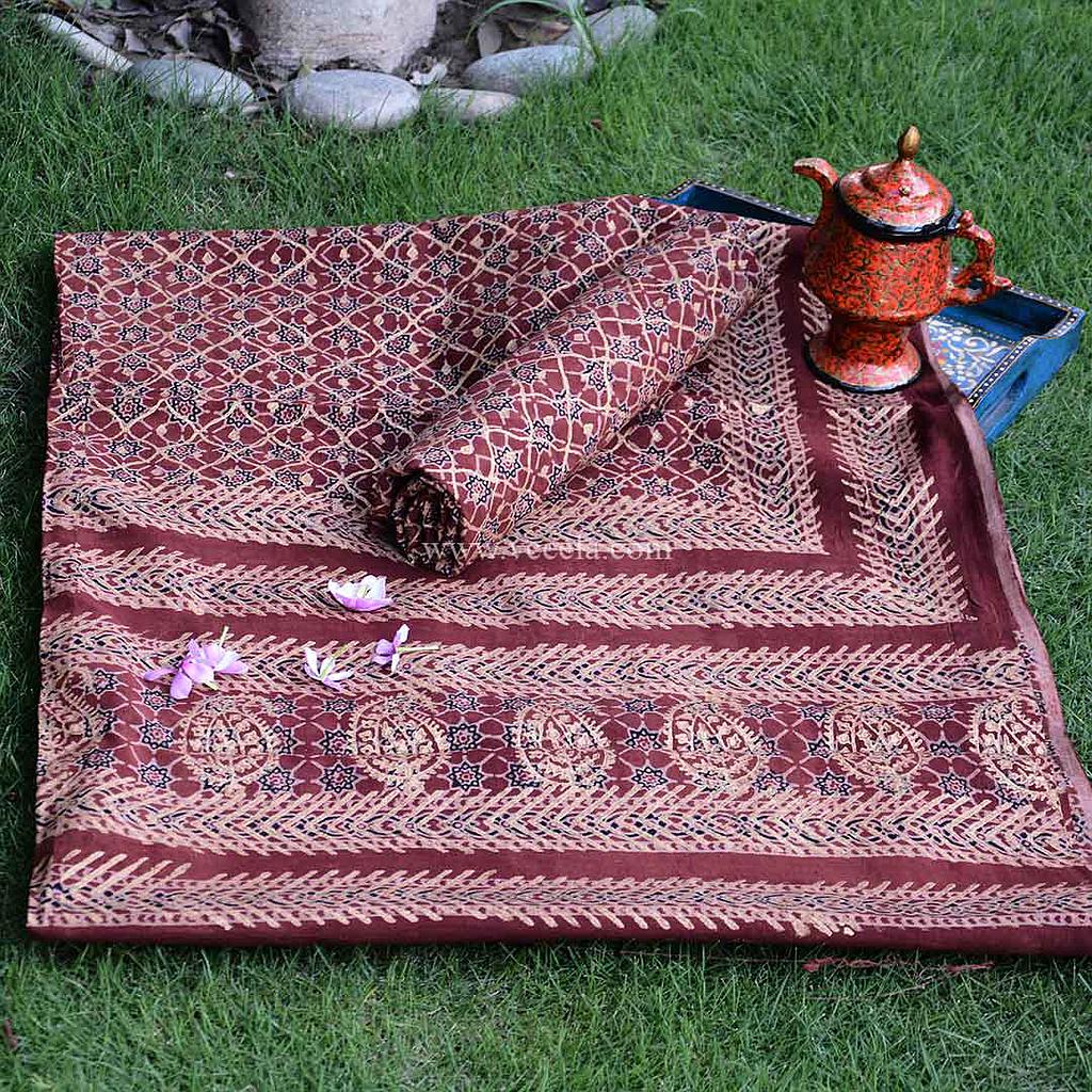 Gold work Ajrak - 2 Piece Suit   