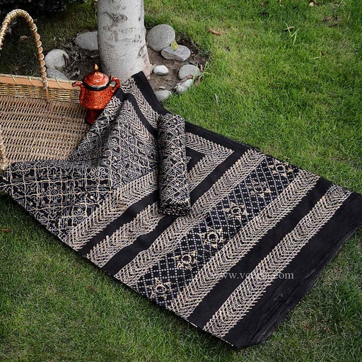 [PK0013-CW-UNS-009379] Gold work Ajrak - 2 Piece Suit  