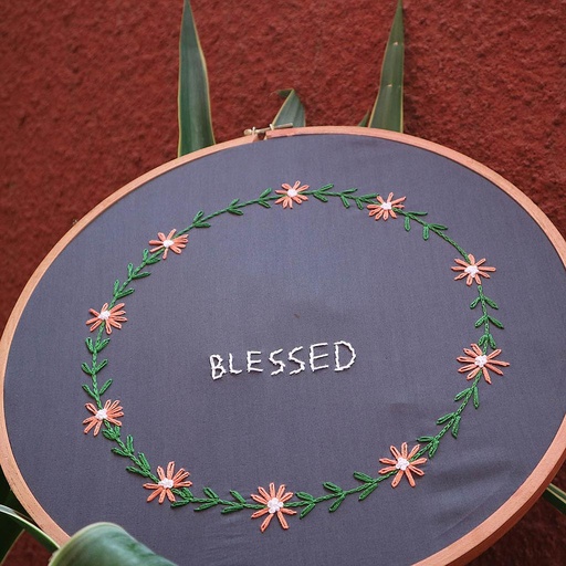[PK2916-HM-WLH-011521] Blessed -  Hoop Embroidery