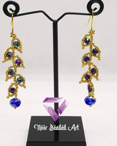 [PK4592-JW-EAR-013994] Stylish leaves beaded earrings
