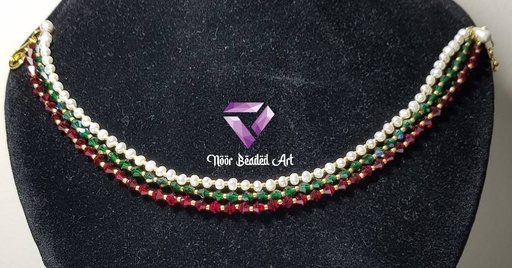 [PK4592-GN-GEN-014025] Real pearls and Swarovski crystals anklet