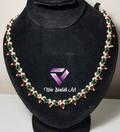 [PK4592-GN-GEN-014026] Beautiful Real Pearls and Swarovski Necklace