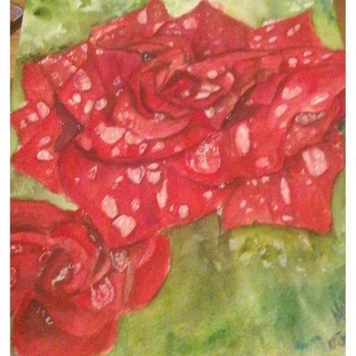 [PK4411-AR-WAT-014195] Red dewy roses