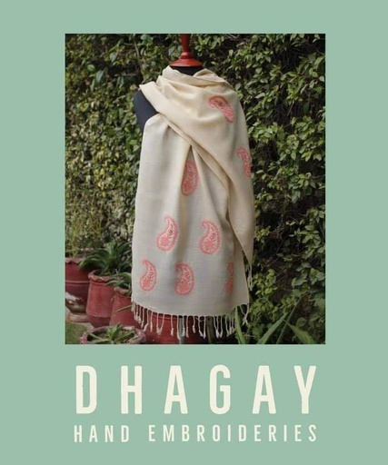 [PK4663-CW-SCF-014370] Hand Embroidered Pashmina Stole