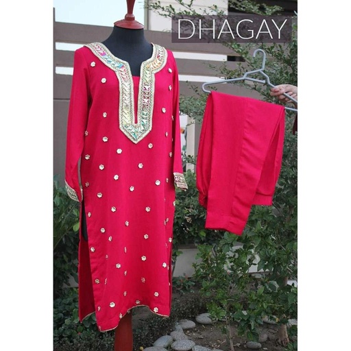 [PK4663-CW-PRT-014378] Raw Silk Gota Shirt