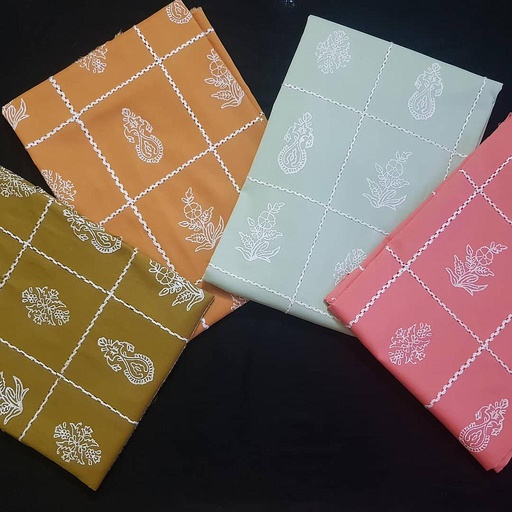 [PK4935-CW-UNS-014684] Tarkashi Boxes with Handcraft Block Printed Unstitched Shirts