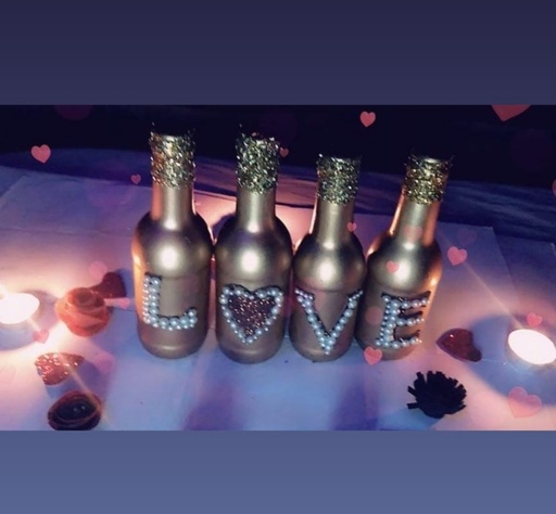 [PK5232-HM-VAS-015479] Golden Decorative Bottles
