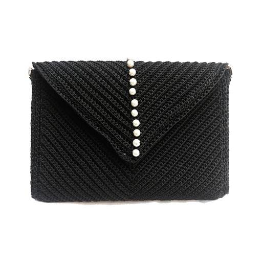 [PK5308-BG-CLU-015560] V Flap Crochet Clutch