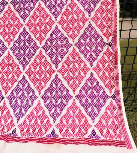 [PK3037-CW-SCF-017147] Embroidered Phulkari Shawl          