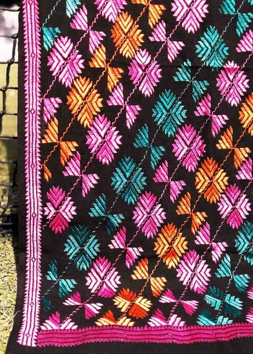 [PK3037-CW-SCF-017152] Embroidered Phulkari Shawl           