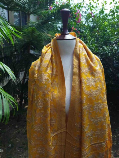 [PK0014-CW-SCF-017318] Woollen Pashmina Shawl with Kani Outline
