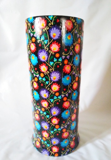 [PK1048-HM-VAS-017428] Black Handpainted Vase