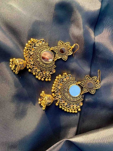 [PK6272-JW-EAR-019094] Antique Hand Crafted oxidized Jhumkay Earrings 