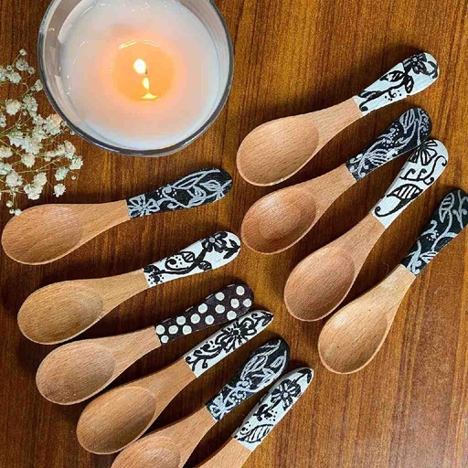 [PK5792-HM-TBW-022431] Handpainted Beechwood Spoons (Set of 6 Spoons)