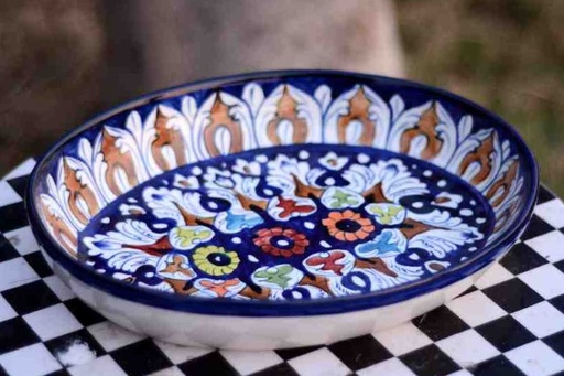 [PK4699-CF-BPO-024744] Blue Pottery Fruit Dish