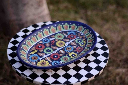 [PK4699-CF-BPO-024747] Blue Pottery Fruit Dish